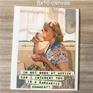 Sarcastic comment? 8x10 vintage canvas wall art